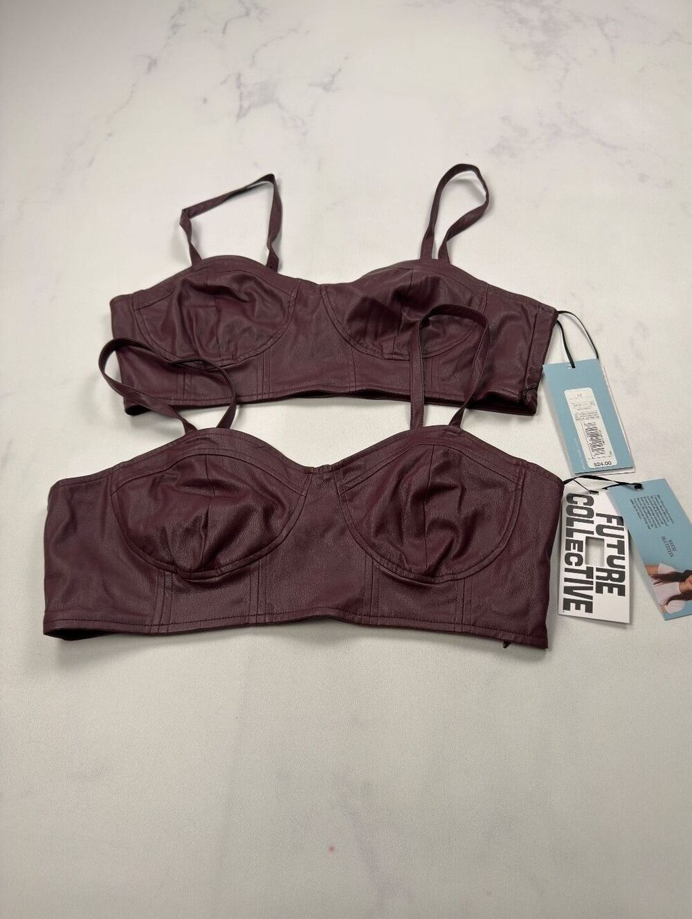 Future Collective Bra Burgundy Bustier Crop Top Feminine Lot of 2 - Womens M